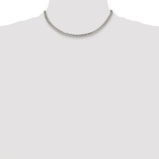 Sterling Silver Rhodium-plated Double Diamond-cut Curb Chain (Style QDD100R-16)