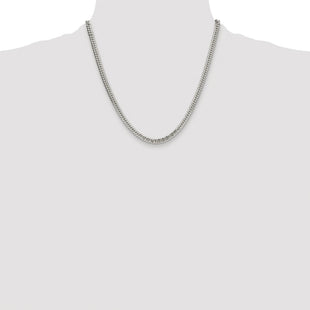 Sterling Silver Rhodium-plated Double Diamond-cut Curb Chain (Style QDD100R-20)