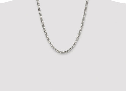 Sterling Silver Rhodium-plated Double Diamond-cut Curb Chain (Style QDD100R-22)