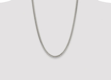 Sterling Silver Rhodium-plated Double Diamond-cut Curb Chain (Style QDD100R-24)
