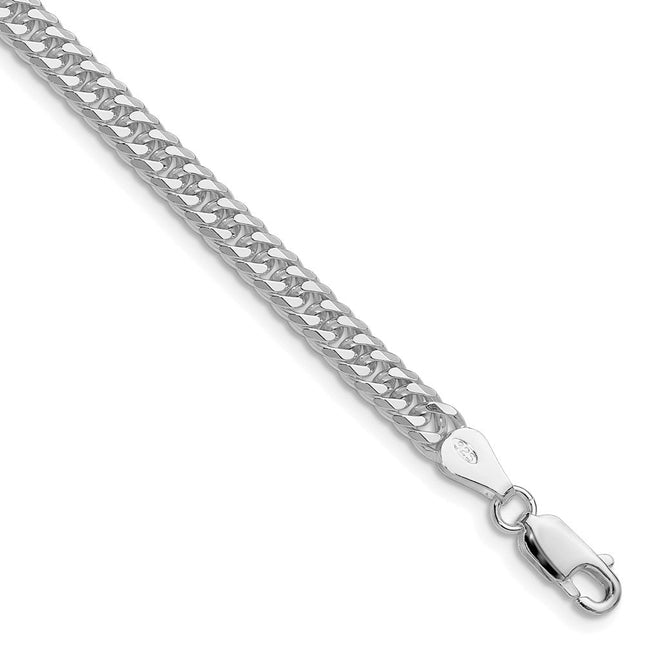 Sterling Silver Rhodium-plated Double Diamond-cut Curb Chain, 16 x 4.8mm