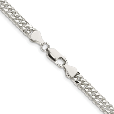 Sterling Silver Polished Double Diamond-cut Curb Chain, 16 x 5.7mm