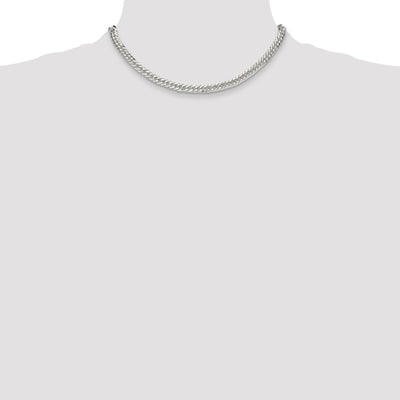Sterling Silver Polished Double Diamond-cut Curb Chain, 16 x 5.7mm
