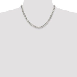 Sterling Silver Polished Double Diamond-cut Curb Chain