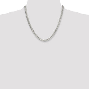 Sterling Silver Polished Double Diamond-cut Curb Chain (Style QDD120-20)