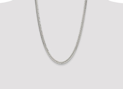 Sterling Silver Polished Double Diamond-cut Curb Chain (Style QDD120-24)