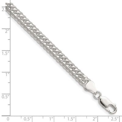 Sterling Silver Polished Double Diamond-cut Curb Bracelet, 7 x 5.7mm