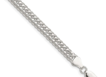 Sterling Silver Polished Double Diamond-cut Curb Bracelet