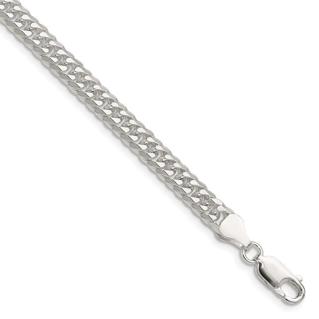 Sterling Silver Polished Double Diamond-cut Curb Chain, 16 x 5.7mm
