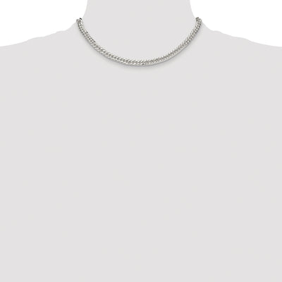 Sterling Silver Rhodium-plated Double Diamond-cut Curb Chain, 16 x 5.7mm