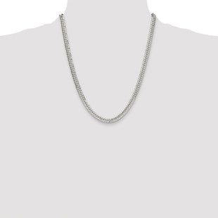 Sterling Silver Rhodium-plated Double Diamond-cut Curb Chain (Style QDD120R-22)