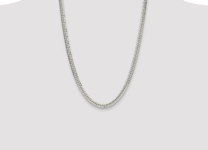 Sterling Silver Rhodium-plated Double Diamond-cut Curb Chain (Style QDD120R-24)