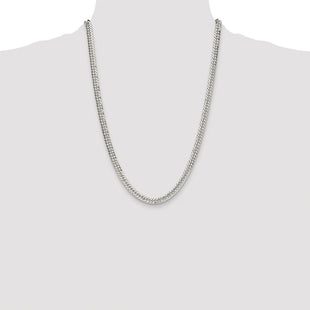 Sterling Silver Rhodium-plated Double Diamond-cut Curb Chain (Style QDD120R-24)