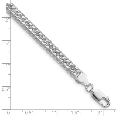 Sterling Silver Rhodium-plated Double Diamond-cut Curb Bracelet, 7 x 5.7mm