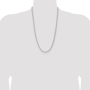 Sterling Silver Rhodium-plated 8 Sided D/C Double Spiga Chain (Style QDDS060R-26)
