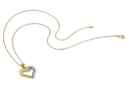 Diamond Fascination Diamond Mystique Sterling Silver 18K Gold-plated Diamond Heart Necklace