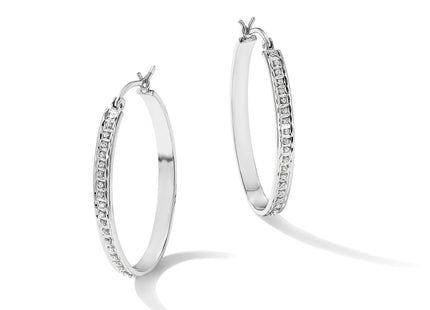 Diamond Fascination Diamond Mystique Sterling Silver Platinum-plated Diamond Oval Hoop Earrings