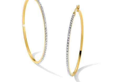 Diamond Fascination Diamond Mystique Sterling Silver 18K Gold-plated Diamond Round Hoop Earrings