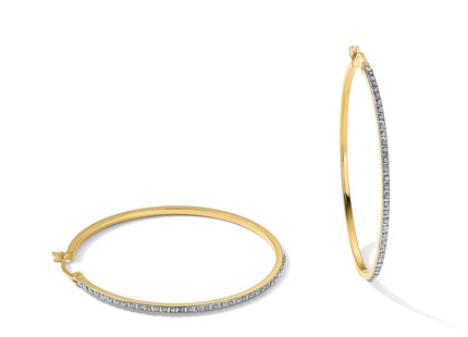 Diamond Fascination Diamond Mystique Sterling Silver 18K Gold-plated Diamond Round Hoop Earrings