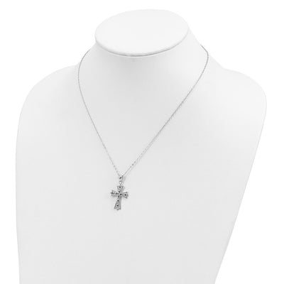 Diamond Fascination Diamond Mystique Sterling Silver Platinum-plated Diamond and Sapphire Cross Necklace