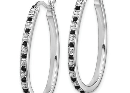 Diamond Fascination Diamond Mystique Sterling Silver Platinum-plated Diamond Black and White Diamond Hoop Earring, 31 x 