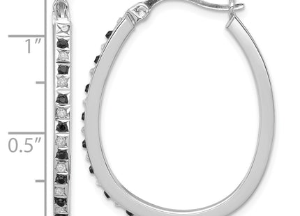 Diamond Fascination Diamond Mystique Sterling Silver Platinum-plated Diamond Black and White Diamond Hoop Earring, 31 x 