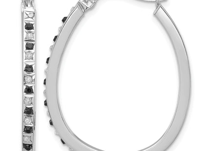 Diamond Fascination Diamond Mystique Sterling Silver Platinum-plated Diamond Black and White Diamond Hoop Earring, 31 x 