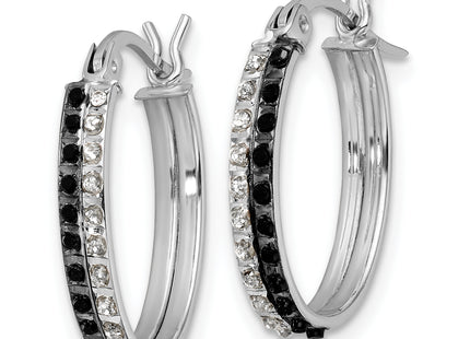 Diamond Fascination Diamond Mystique Sterling Silver Platinum-plated Diamond Black and White Diamond Hoop Earring, 20 x 