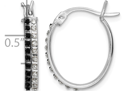 Diamond Fascination Diamond Mystique Sterling Silver Platinum-plated Diamond Black and White Diamond Hoop Earring, 20 x 