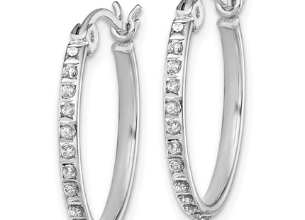 Diamond Fascination Diamond Mystique Sterling Silver Platinum-plated Diamond Round Hoop Earrings