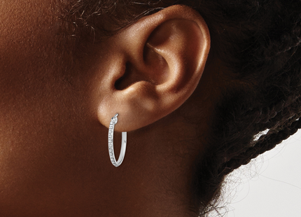 Diamond Fascination Diamond Mystique Sterling Silver Platinum-plated Diamond Round Hoop Earrings