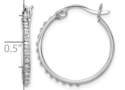 Diamond Fascination Diamond Mystique Sterling Silver Platinum-plated Diamond Round Hoop Earrings