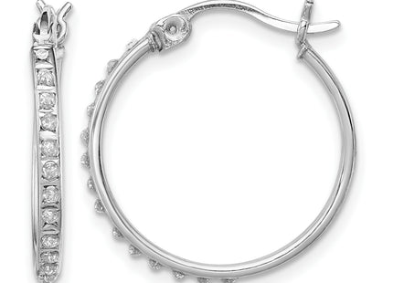 Diamond Fascination Diamond Mystique Sterling Silver Platinum-plated Diamond Round Hoop Earrings