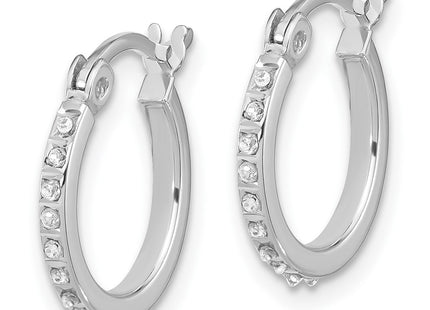 Sterling silver diamond hoop earrings, alternate view