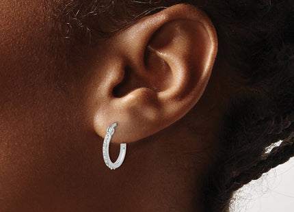 Sterling silver diamond hoop earrings, another view
