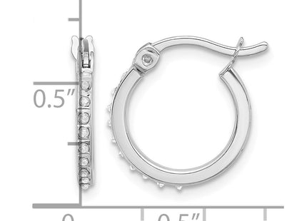 Sterling silver diamond hoop earrings, further view