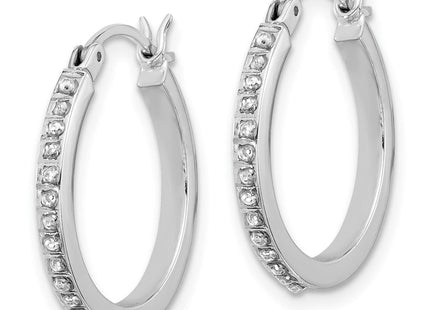 Sterling Silver Platinum-plated Diamond Mystique Hoop Earrings (Style QDF208)