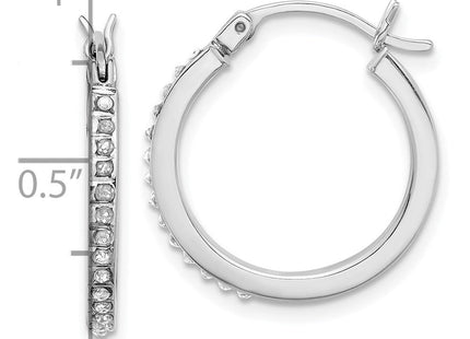 Sterling Silver Platinum-plated Diamond Mystique Hoop Earrings (Style QDF208)