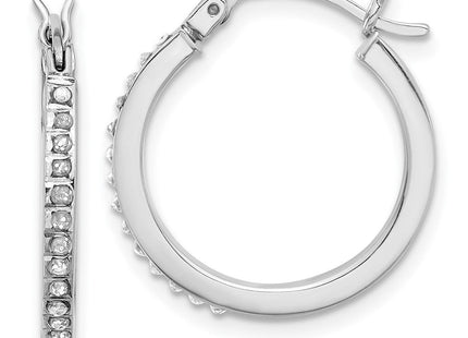 Sterling Silver Platinum-plated Diamond Mystique Hoop Earrings (Style QDF208)