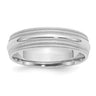 Sterling Silver Rhodium Comfort Fit Double Milgrain Size 7 Band