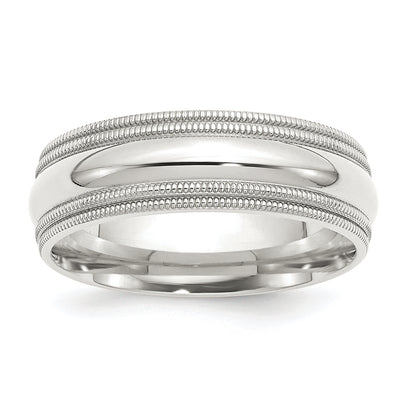 Sterling Silver Comfort Fit Double Milgrain Band