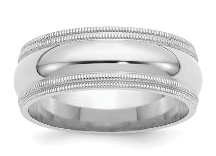 Sterling Silver Rhodium-plated Comfort Fit Double Milgrain Band