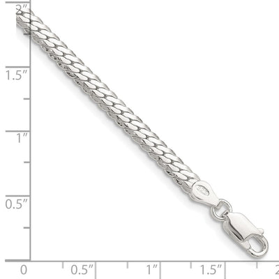 Sterling Silver Polished Double Oval Flat Bracelet, 7 x 4.1mm