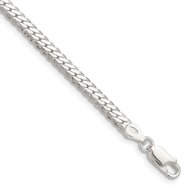 Sterling Silver Polished Double Oval Flat Bracelet, 7 x 4.1mm
