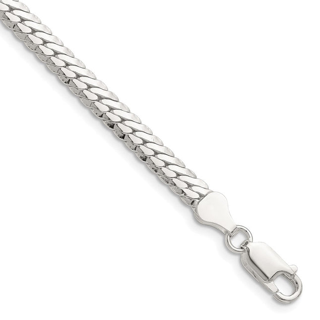 Sterling Silver Polished Double Oval Flat Chain, 18 x 5.1mm