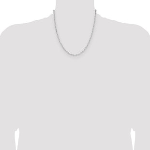 Sterling Silver Rhodium-plated D/C Paperclip Chain (Style QDPC080R-20)