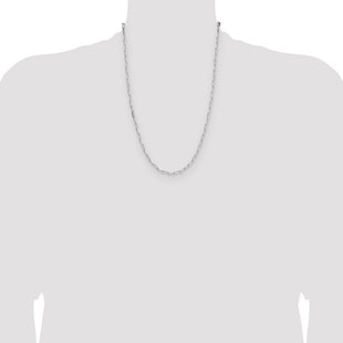 Sterling Silver Rhodium-plated D/C Paperclip Chain (Style QDPC080R-24)