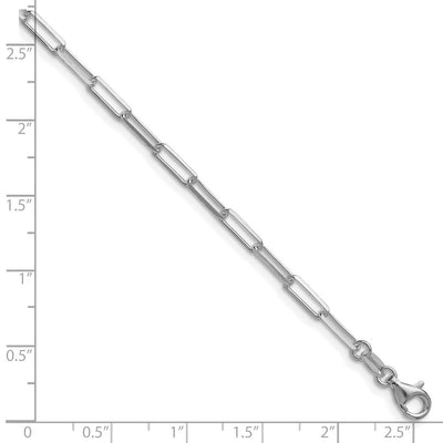 Sterling Silver Rhodium-plated D/C Paperclip Bracelet, 7 x 3.1mm
