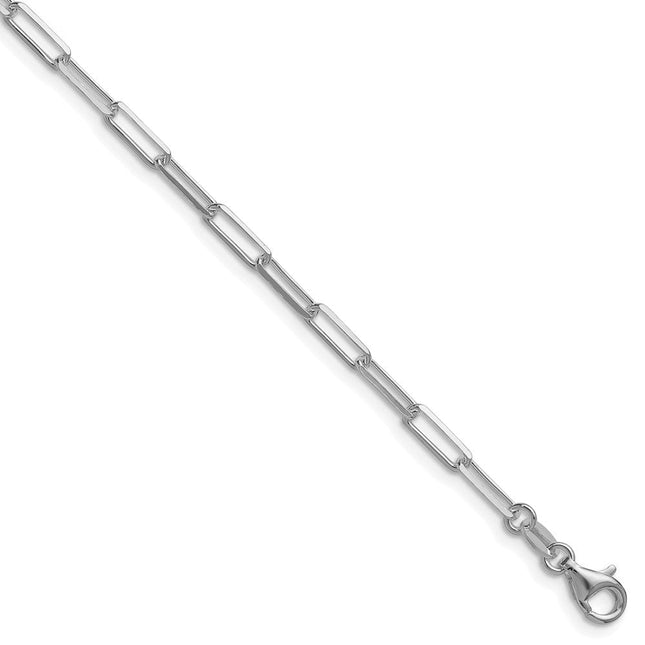Sterling Silver Rhodium-plated D/C Paperclip Bracelet, 7 x 3.1mm