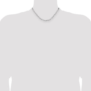 Sterling Silver Rhodium-plated D/C Paperclip Chain (Style QDPC100R-16)